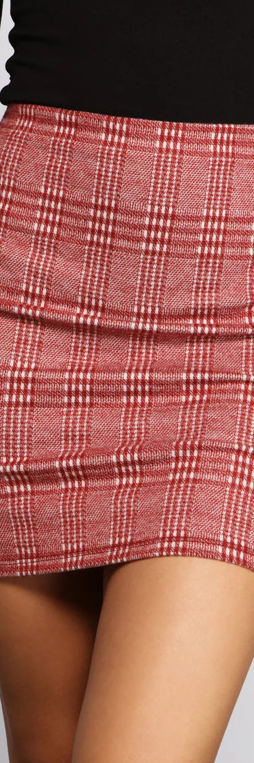 Glen Check Knit Mini Skirt