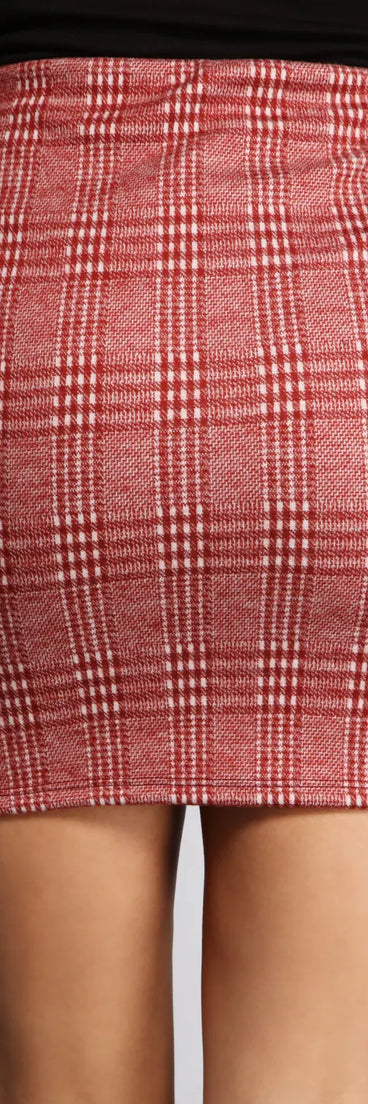 Glen Check Knit Mini Skirt