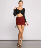 Plaid Perfection Ruched Mini Skirt
