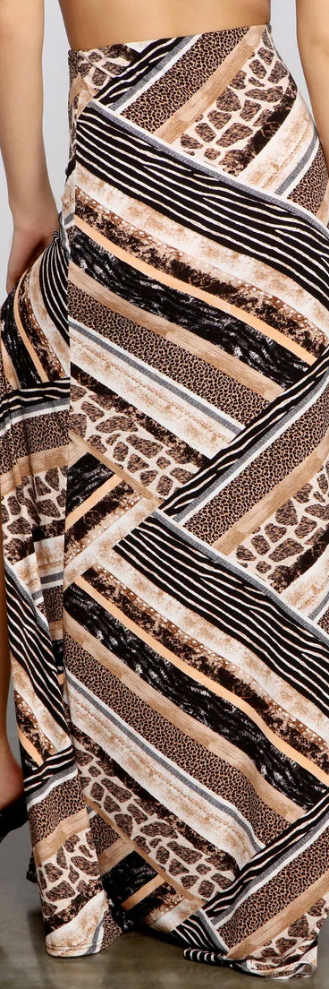 Wild Style Animal Print Maxi Skirt