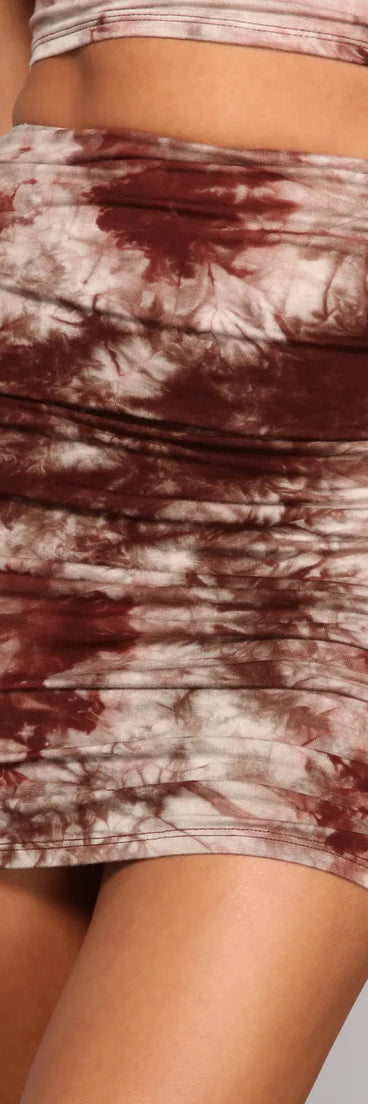 Tie Dye Love Ruched Mini Skirt