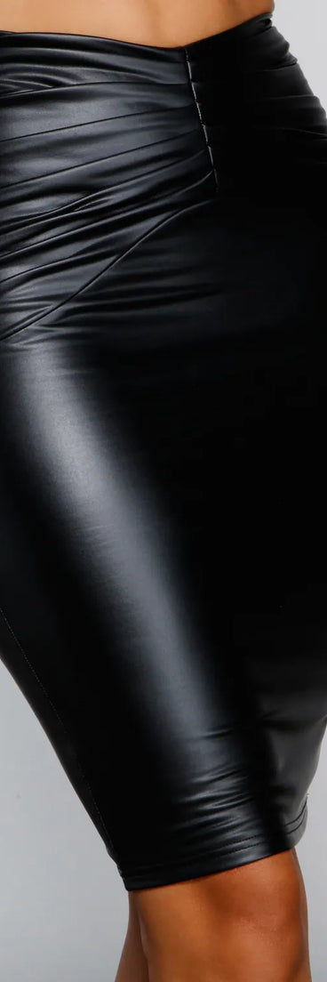 Stylish Deets Faux Leather Midi Skirt