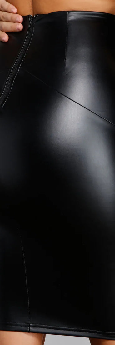 Stylish Deets Faux Leather Midi Skirt