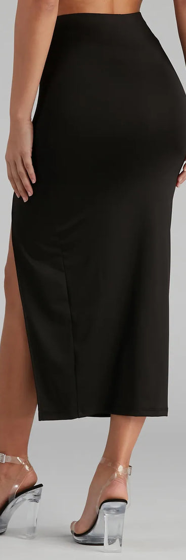 Basic High Slit Midi Skirt
