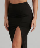 Basic High Slit Midi Skirt