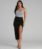 Basic High Slit Midi Skirt