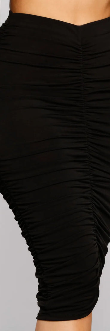 Stylish Moment Ruched Midi Skirt