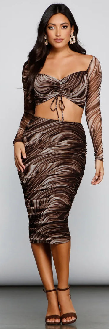 Trendy Marble Mesh Midi Skirt