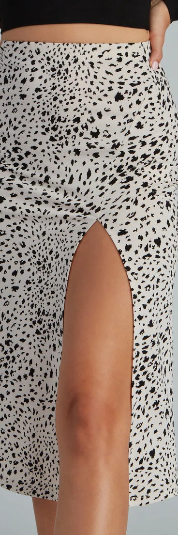 Feline Fierce High-Slit Midi Skirt