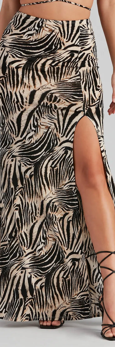 Wild Season Zebra Slit Maxi Skirt