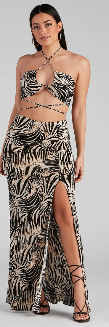 Wild Season Zebra Slit Maxi Skirt