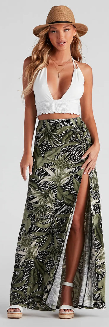 Cali Palms Tropical Slit Maxi Skirt