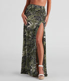 Cali Palms Tropical Slit Maxi Skirt