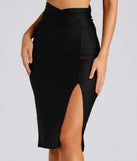 So Sleek High Waist Ruched Midi Skirt