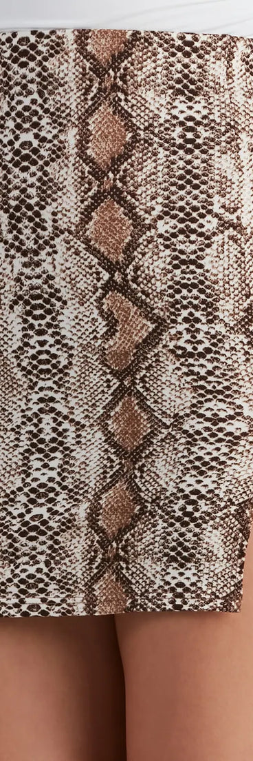 Bold Stunner Snake Slit Mini Skirt