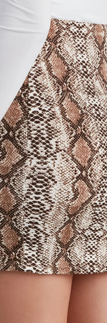 Bold Stunner Snake Slit Mini Skirt