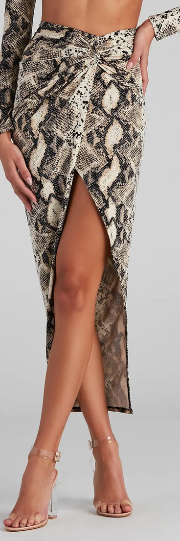 See Ya Later Snake Twist Midi Skirt