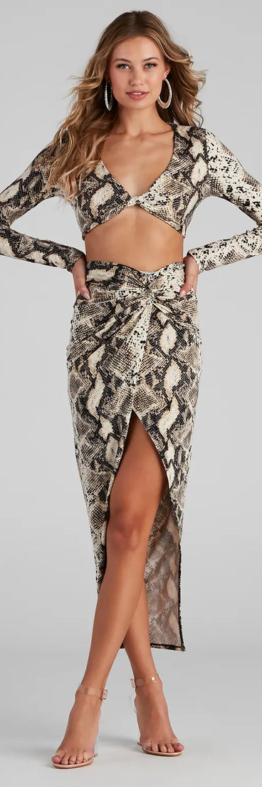 See Ya Later Snake Twist Midi Skirt