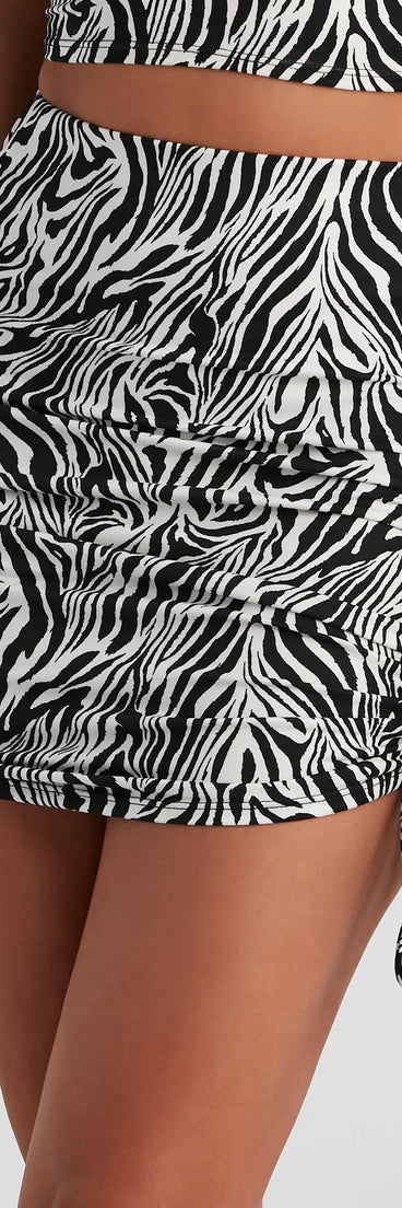 Wild Zebra Side Tie Mini Skirt