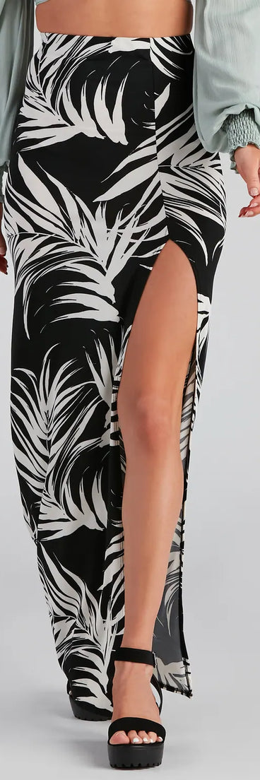 Hit The Tropics High Slit Maxi Skirt