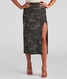 Leopard Instinct Slit Midi Skirt