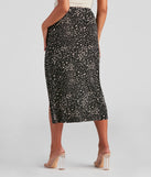 Leopard Instinct Slit Midi Skirt