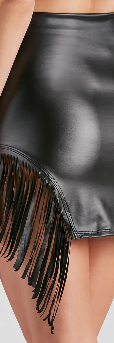 Fringe Dreams Faux Leather Mini Skirt