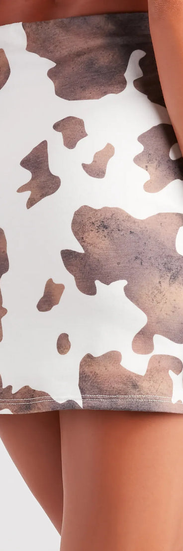 Western Babe Cow Print Mini Skirt