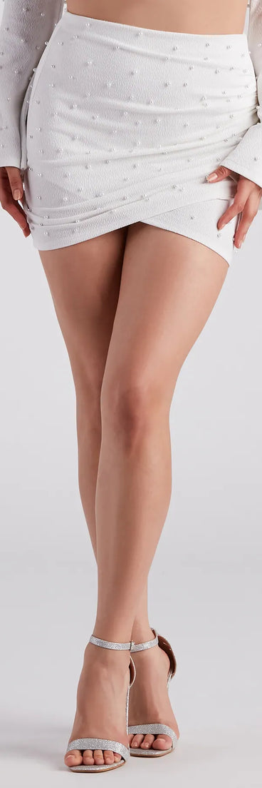 Oh My Pearl Faux Wrap Mini Skirt