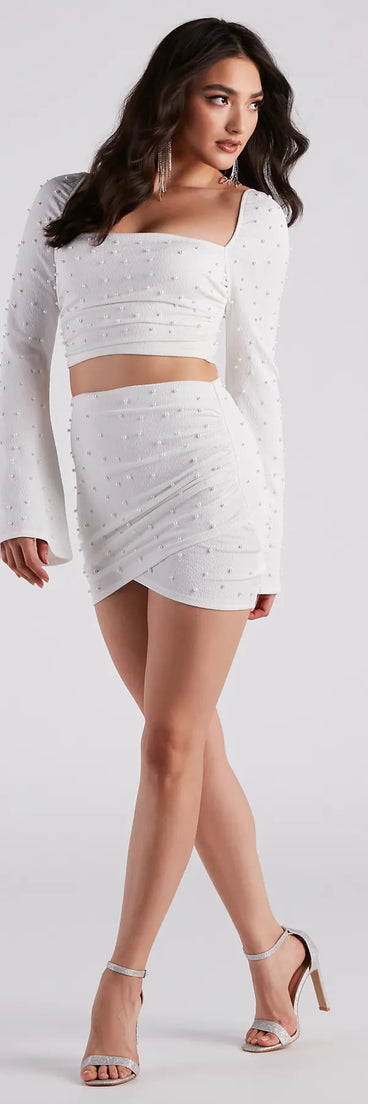 Oh My Pearl Faux Wrap Mini Skirt
