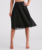 Total Charm Pleated Mesh Midi Skirt