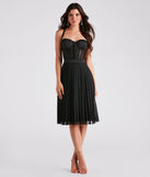 Total Charm Pleated Mesh Midi Skirt