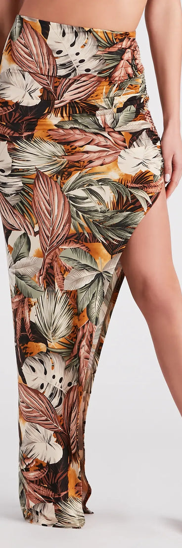 Vacay Muse Tropical Print Maxi Skirt