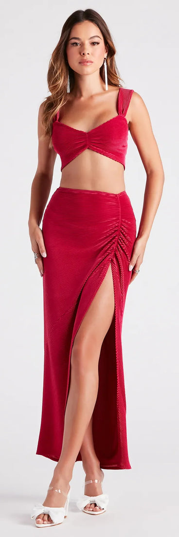 Always Impressed Satin Pleated Maxi Skirt