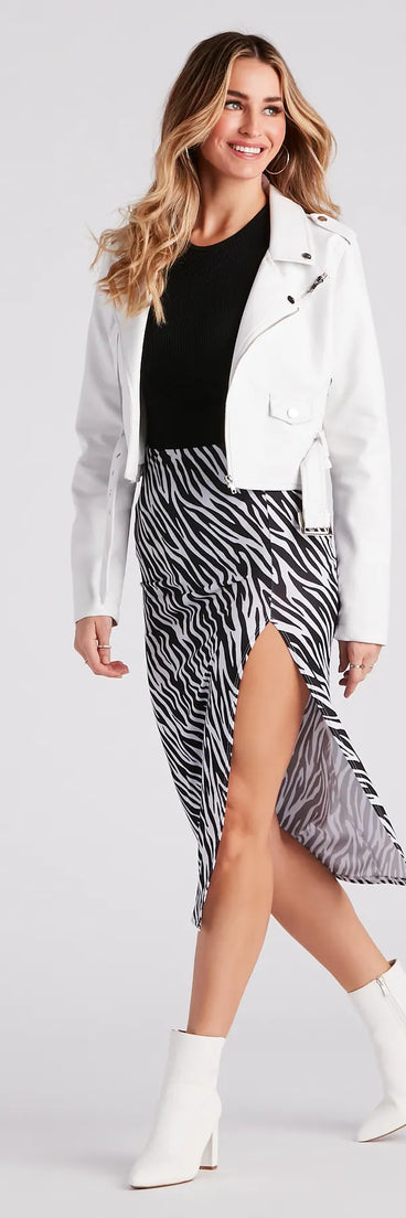 Wild Style Zebra Print Midi Skirt