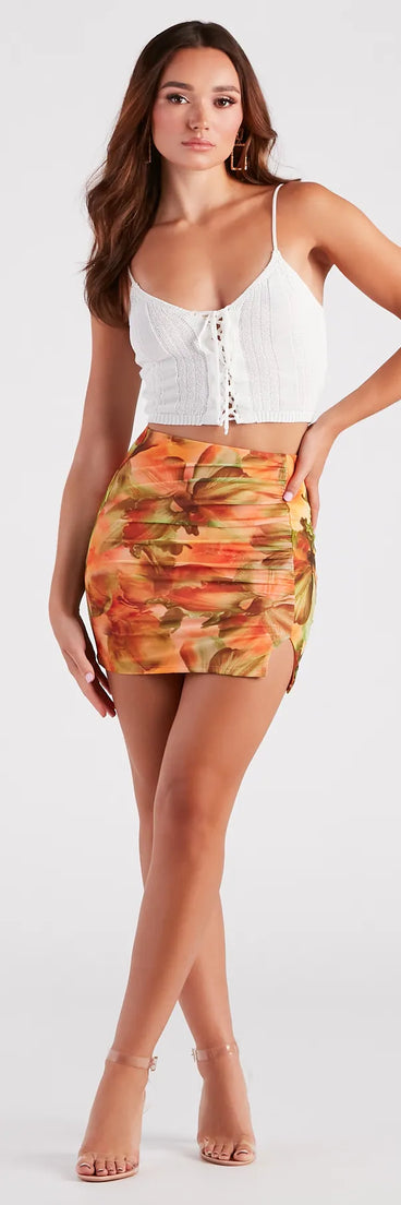 Artsy Blooms Floral Mini Skirt