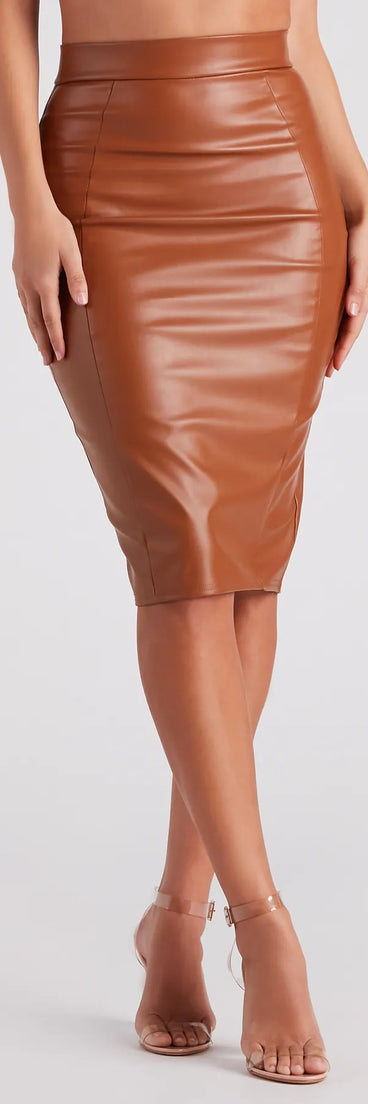Business Babe Faux Leather Skirt