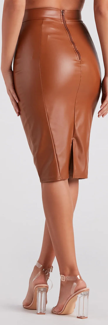 Business Babe Faux Leather Skirt