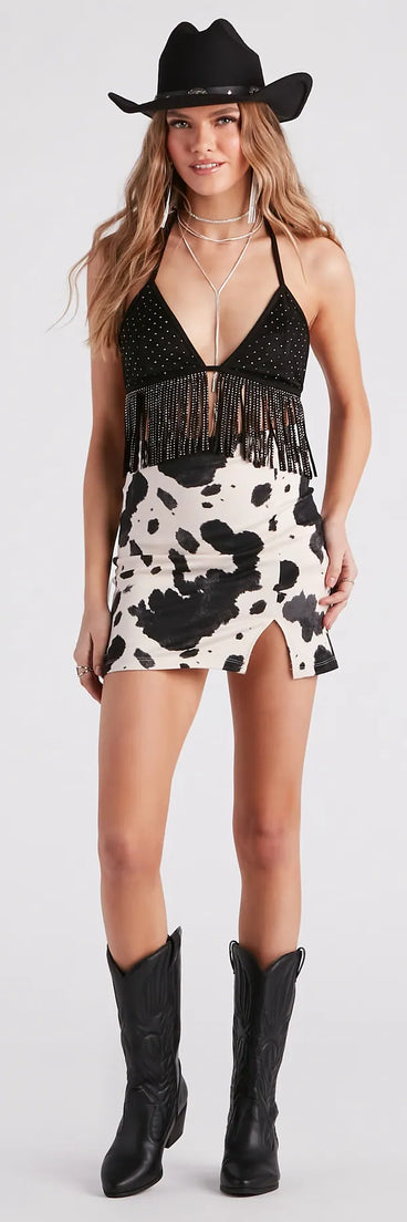 Country Cutie Cow Print Mini Skirt