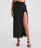 Glamorous Allure Ruched Lace Maxi Skirt