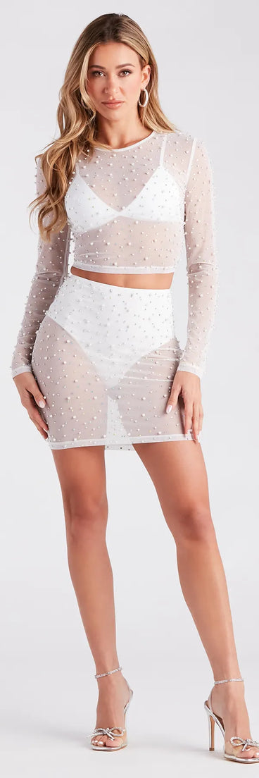 Queen Of The Gems Rhinestone Pearl Mini Skirt