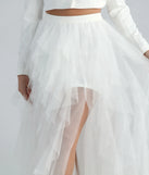 Korrie Formal High-Rise Tulle Slit Maxi Skirt