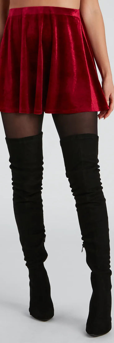 Ready To Twirl Velvet Skater Skirt