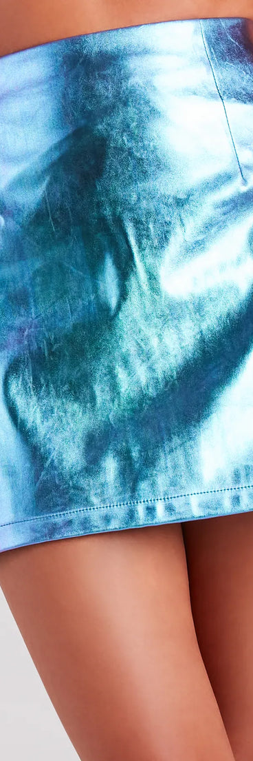 Magnetic Force Metallic Faux Leather Mini Skirt