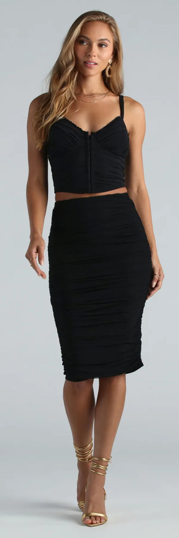 Sweet Like Honey High-Rise Mesh Midi Skirt