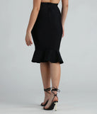 Lips Are Sealed Bandage Ruffle Midi Skirt