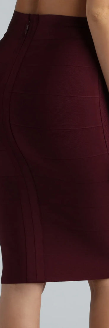 Stylish And Sculpted Bandage Midi Skirt