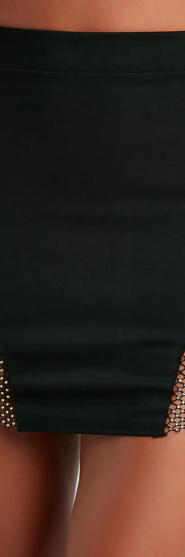 Bring The Celebration Ponte Rhinestone Skirt