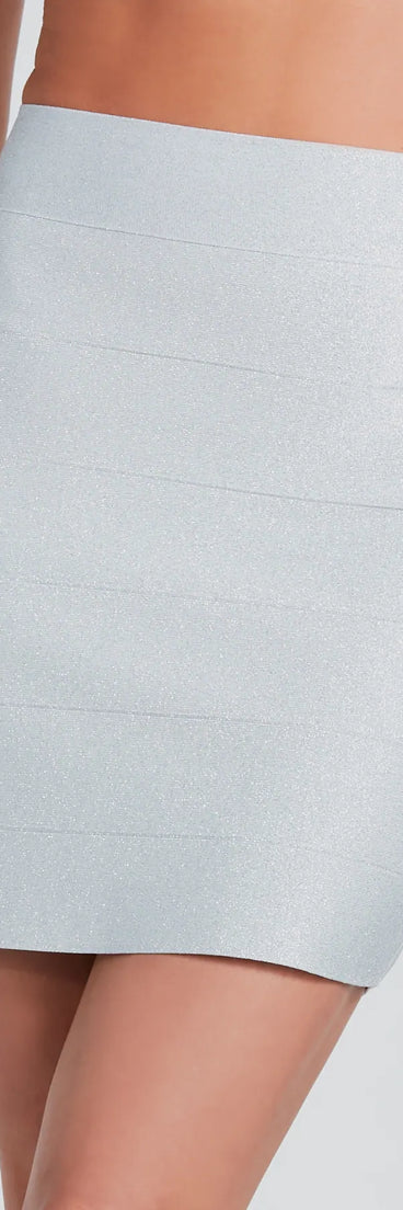Throw A Curve Metallic Bandage Mini Skirt