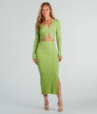 Twice The Love Rib Knit Midi Skirt